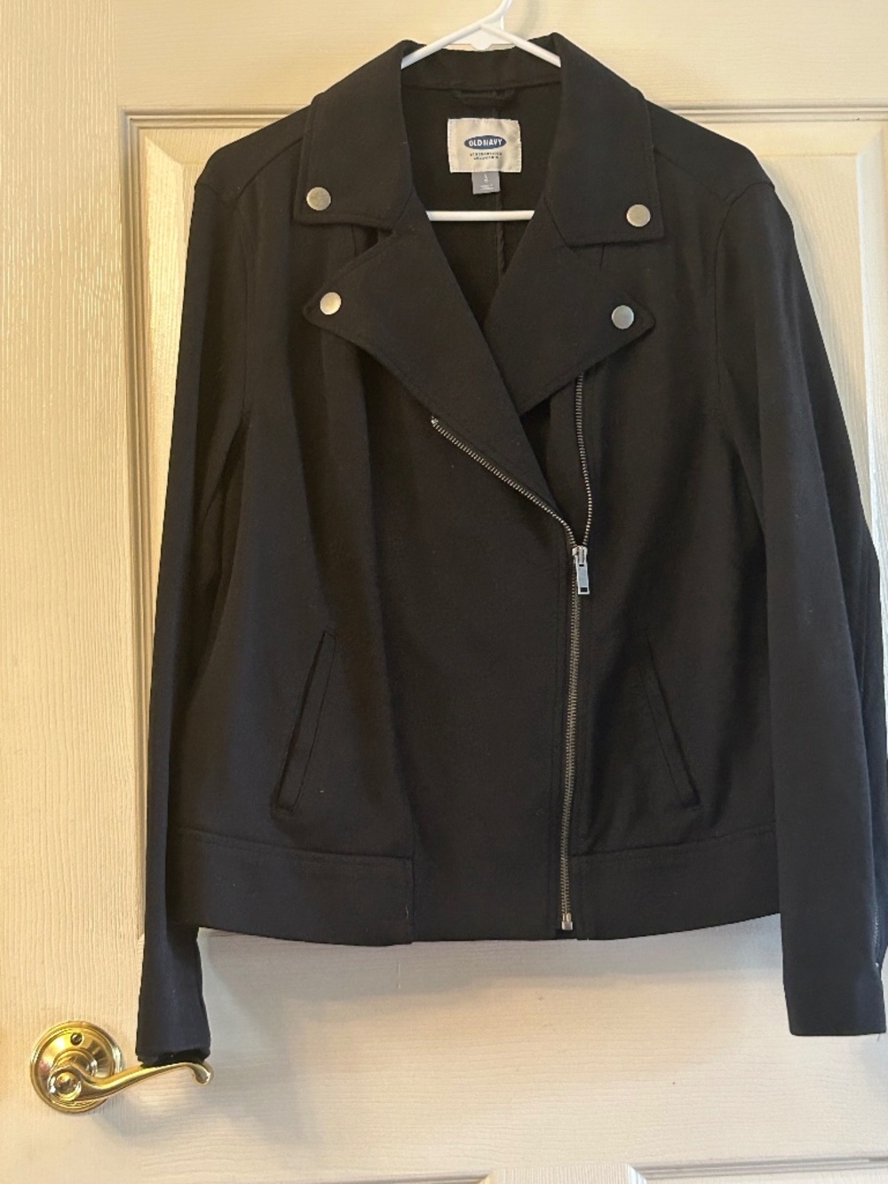 Old Navy black cotton  moto jacket, Size L